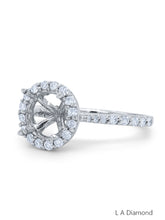 14K White Gold Diamond Round Cut with Halo Semi-Mount Engagement Ring (0.80 ct)